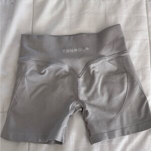 YoungLA Women's Light Gray High-Waist Bike Shorts